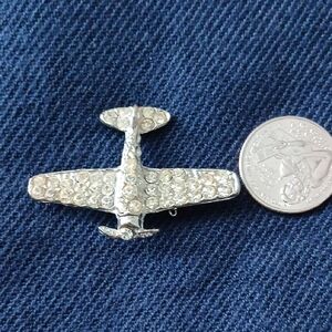 Crystal Rhinestone Airplane Brooch Pin